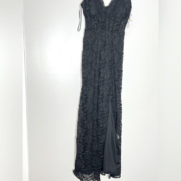 Juniors Morgan & Co. Long Lace Corset Scallop Bodice Sheath Dress size 3 - Picture 7 of 11